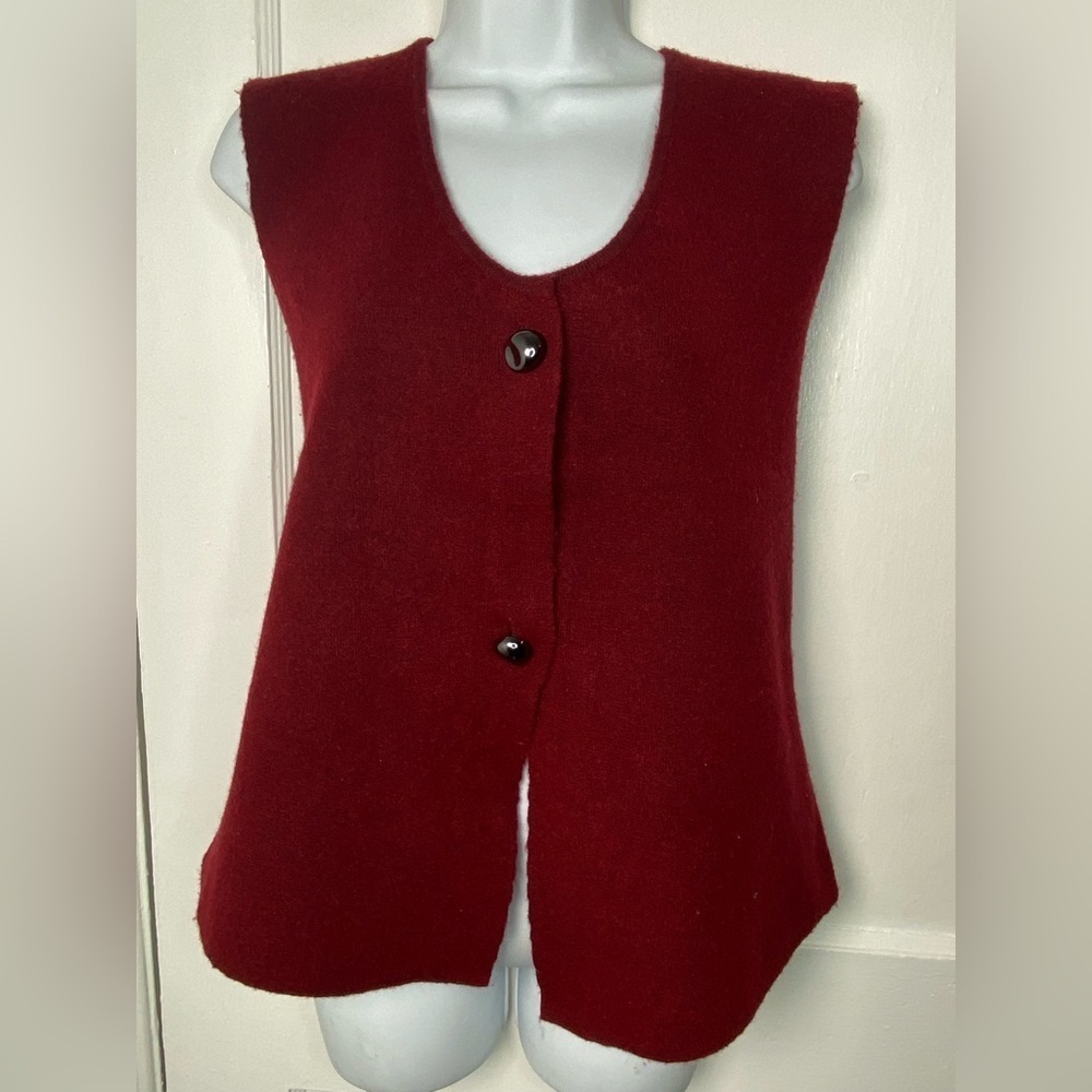 Jason Wu Burgundy Red Sleeveless Wool Blend Vest w Silver Novelty Buttons